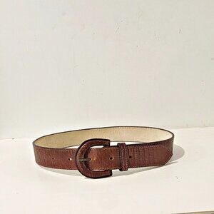 Blues Club Womens Belt Brown Lizard Print Leather Vintage Italy 40